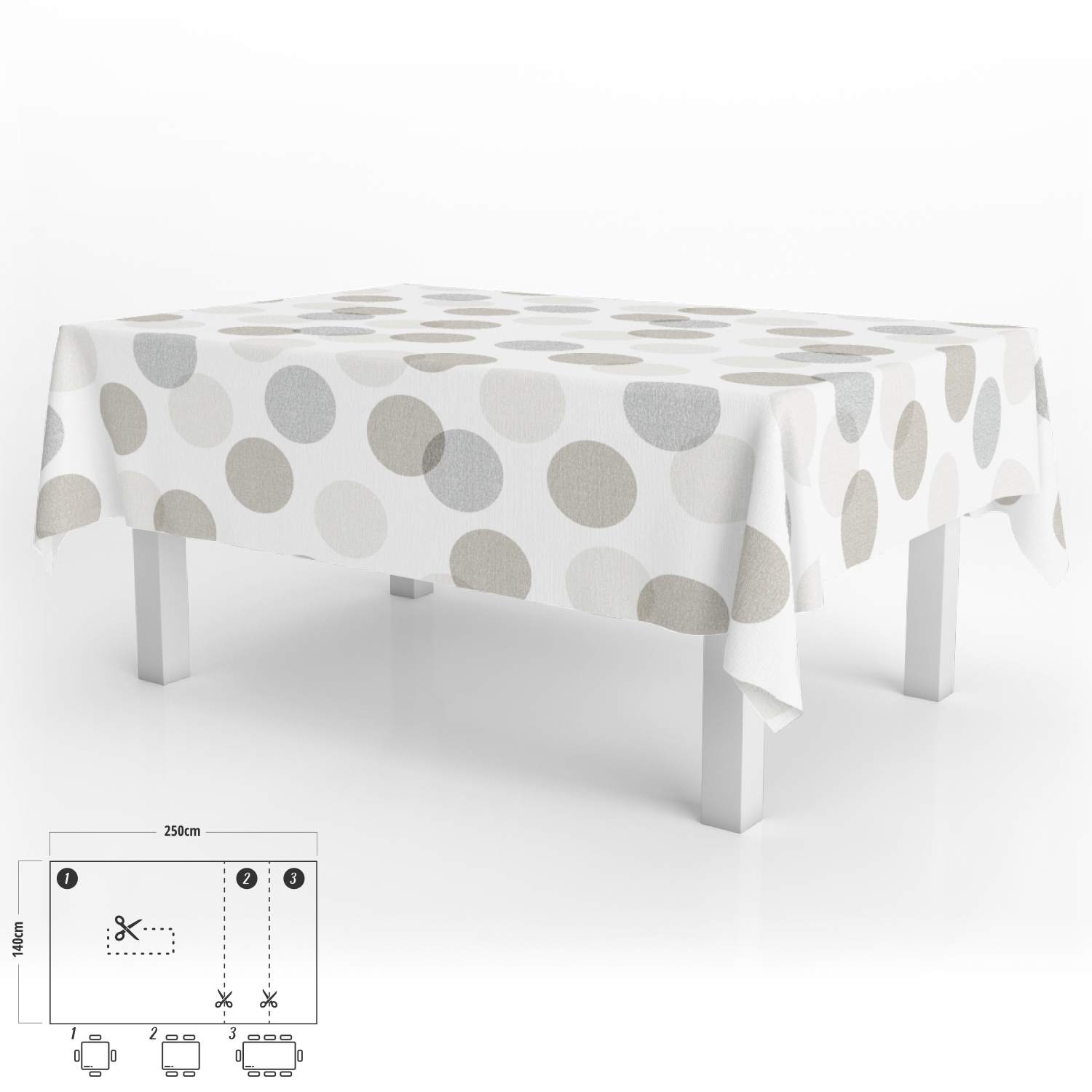 Oryx Mantel Hule Rectangular Circulos Beige Impermeable Antimanchas PVC 140x250 Cm