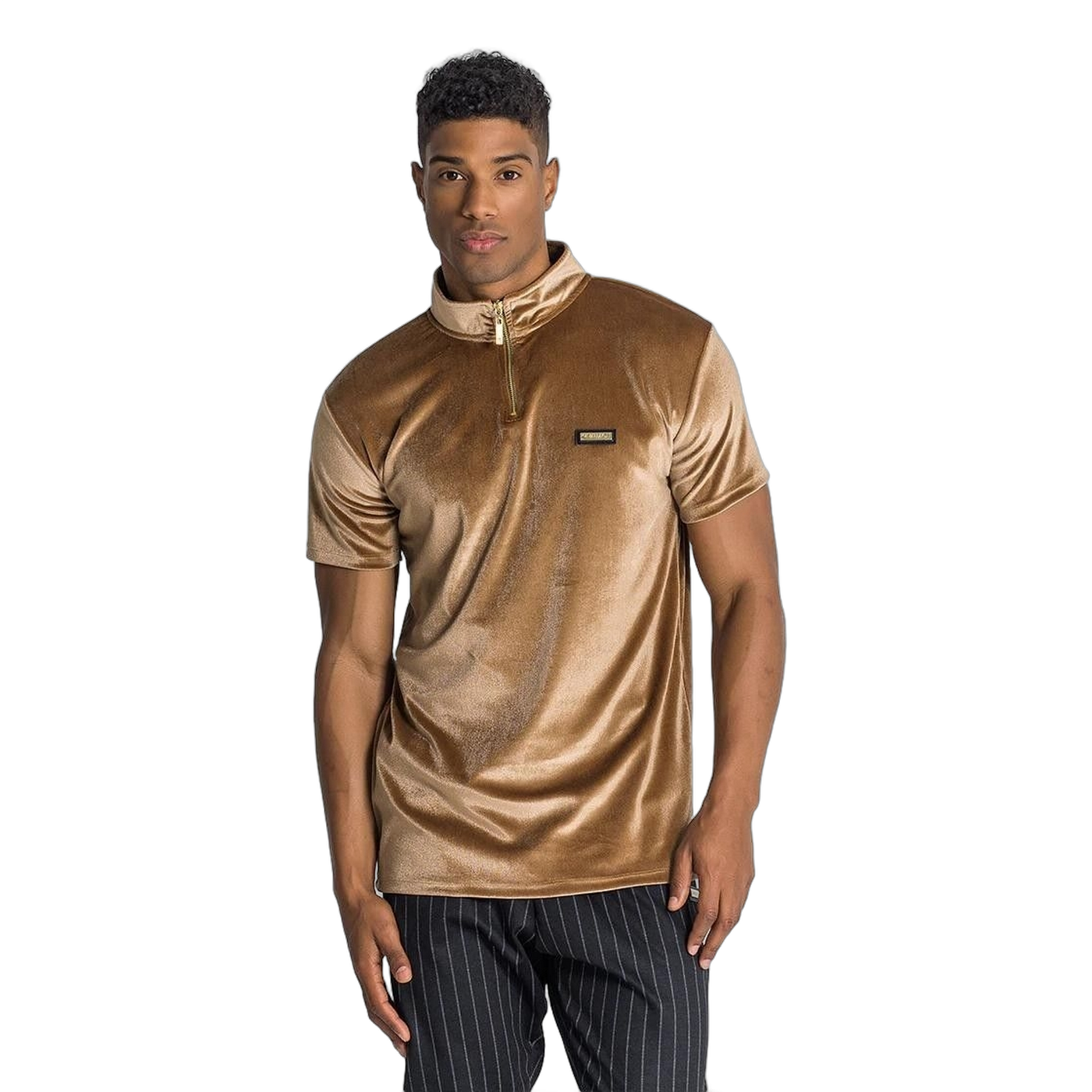 Polo Gianni Kavanagh con Cremallera Brividi Oro Hombre Moderno, Ropa casual 100% Poliéster