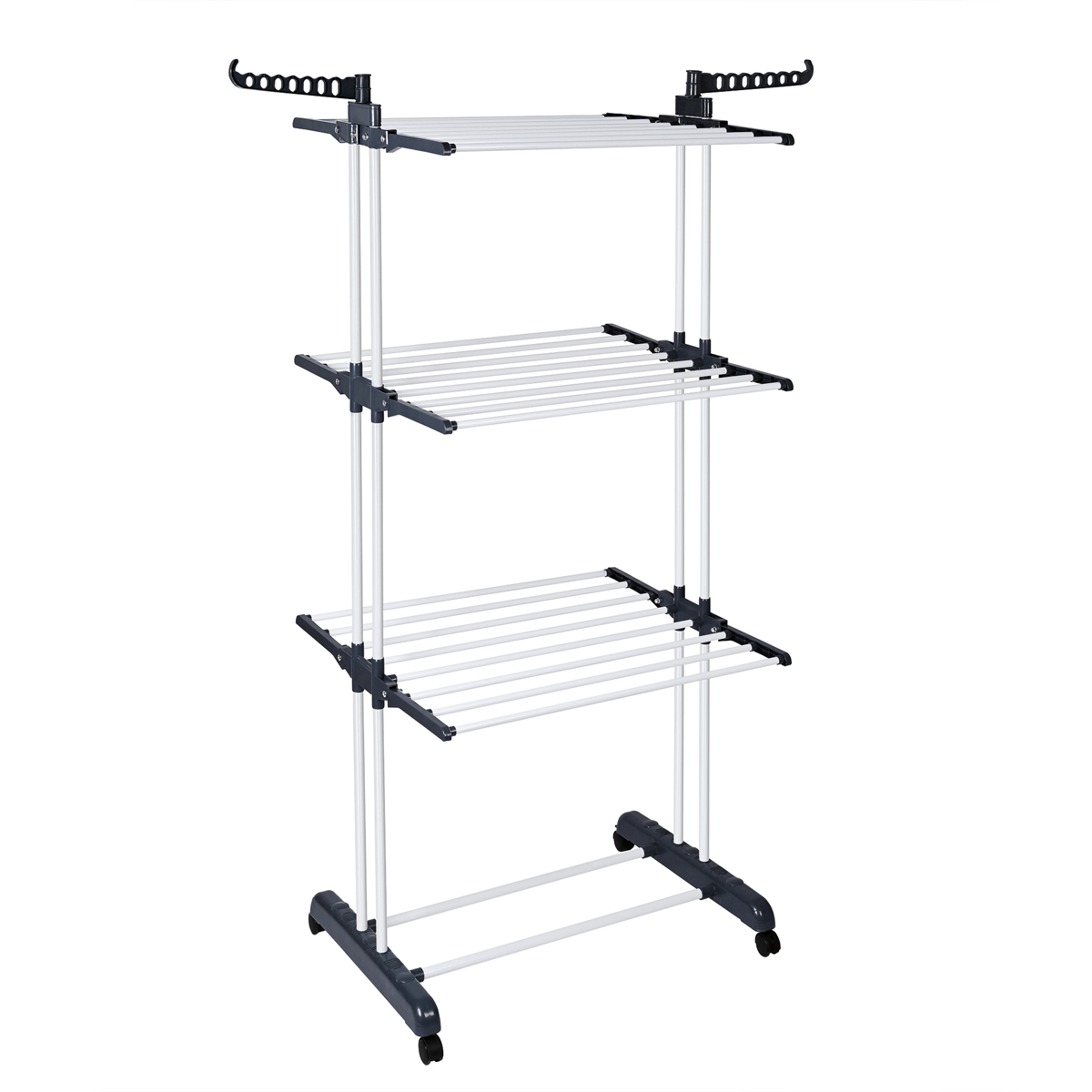 Tendedero Vertical Plegable T-Lovendo de 4 Niveles con Ruedas, Soporte de Almacenamiento para Ropa, 170x77x64 cm, Alta Capacidad hasta 26 kg