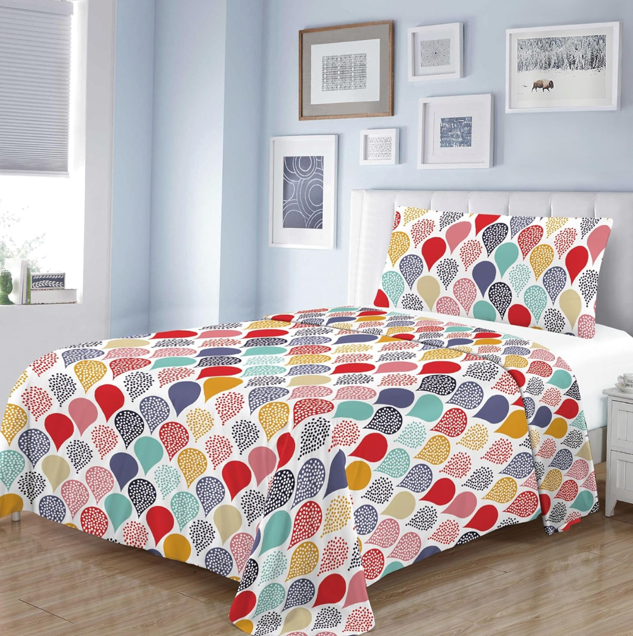 Juego de Sábanas Estampado para Cama 3 Piezas, Bajera 1 Ajustable , 1 Encimera 1 Funda Almohada 90. 105. 135 .150 .180cm