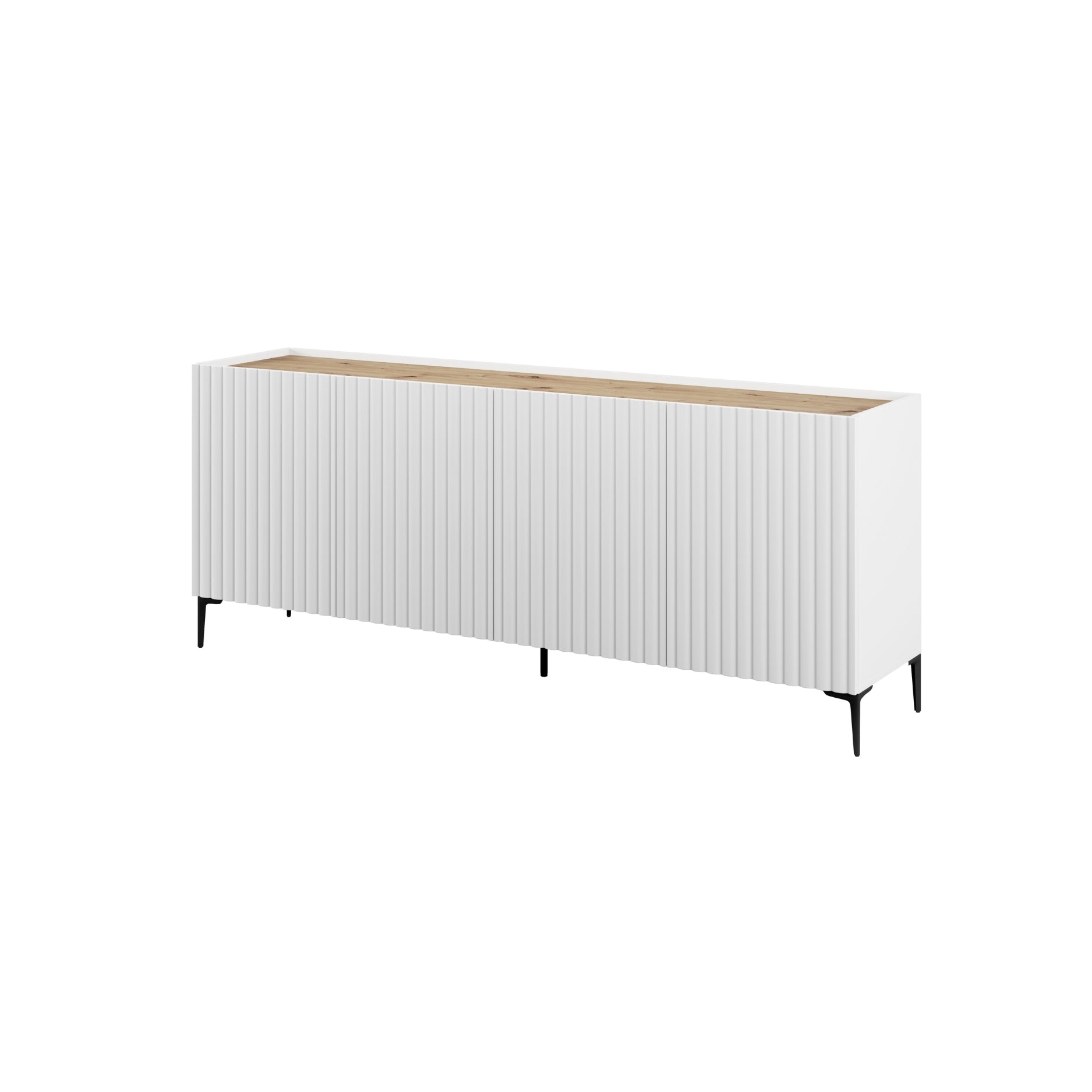 Aparador nora y 4 puertas blanco y natural y madera para salón moderno mueble auxiliar de almacenaje  - Homekit