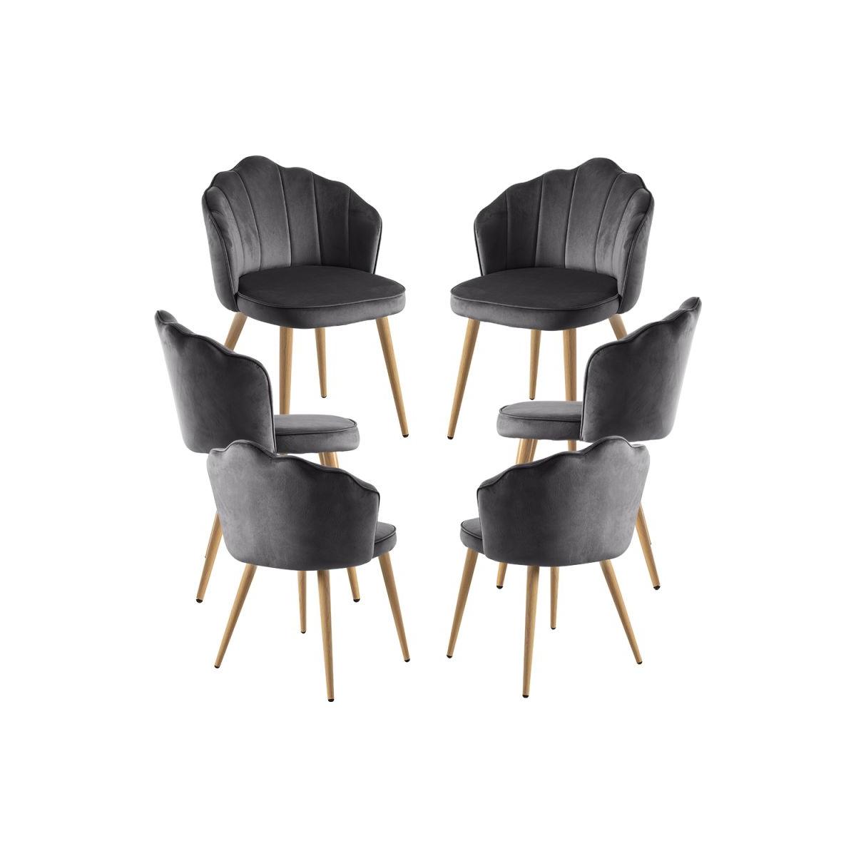 Regalos Miguel - Packs Sillas Comedor - Pack 6 Sillas Blume Terciopelo - Gris claro