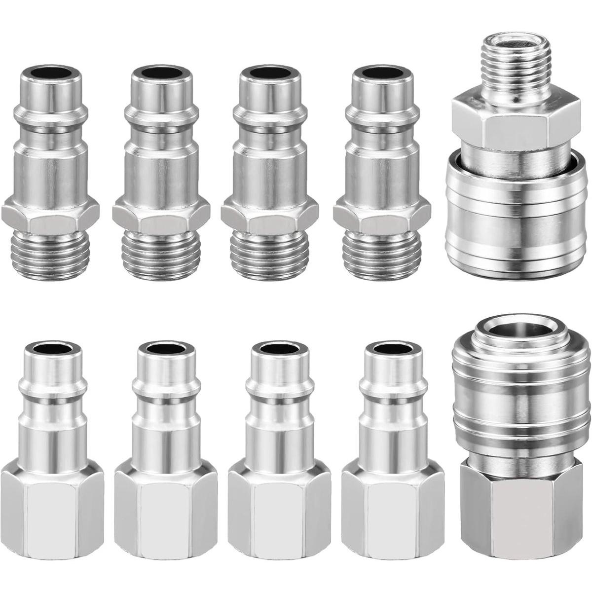 10 racores neumáticos de conexión rápida de 1/4" (UE), para mangueras de sopladores/compresores de aire, accesorios para compresores de aire europeos.