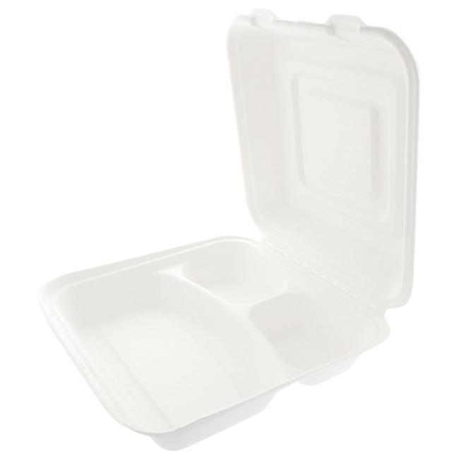 MONOUSO | Envase MenuBox Caña Azúcar Blanco 3C 250x250x75mm (250 Uds)