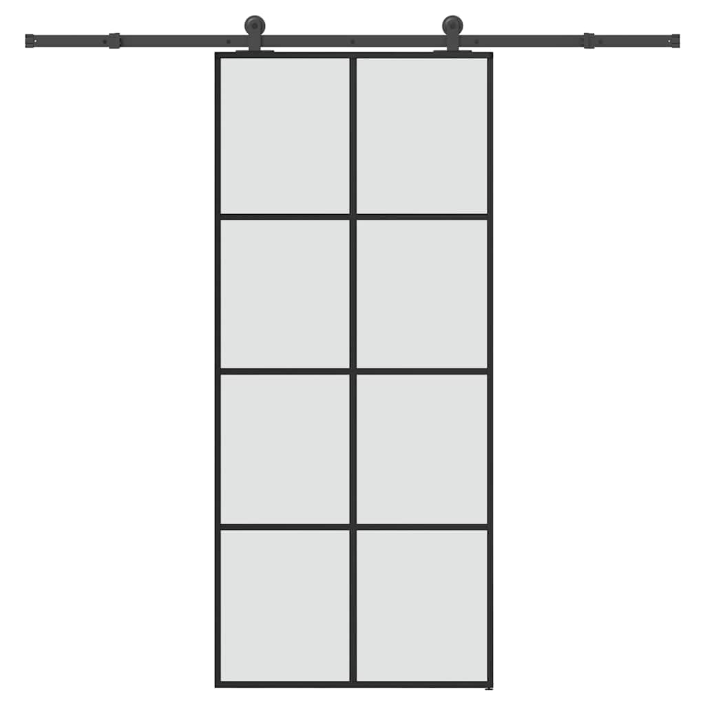 vidaXL Puerta corredera con set herrajes vidrio ESG aluminio 90x205 cm