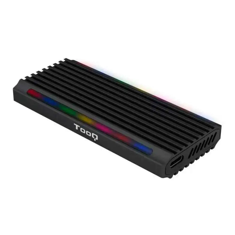 TooQ - Caja externa SSD M.2 NGFF NVMe USB-C 3.1 Gen2 10Gbps con LED RGB para hasta 2 TB, compatible con Windows, MacOS y Linux, material aluminio