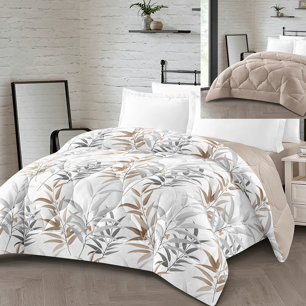 Edredón reversible 2 en 1 de microfibra poliéster, diseño floral y liso, acolchado ultrasonico para cama