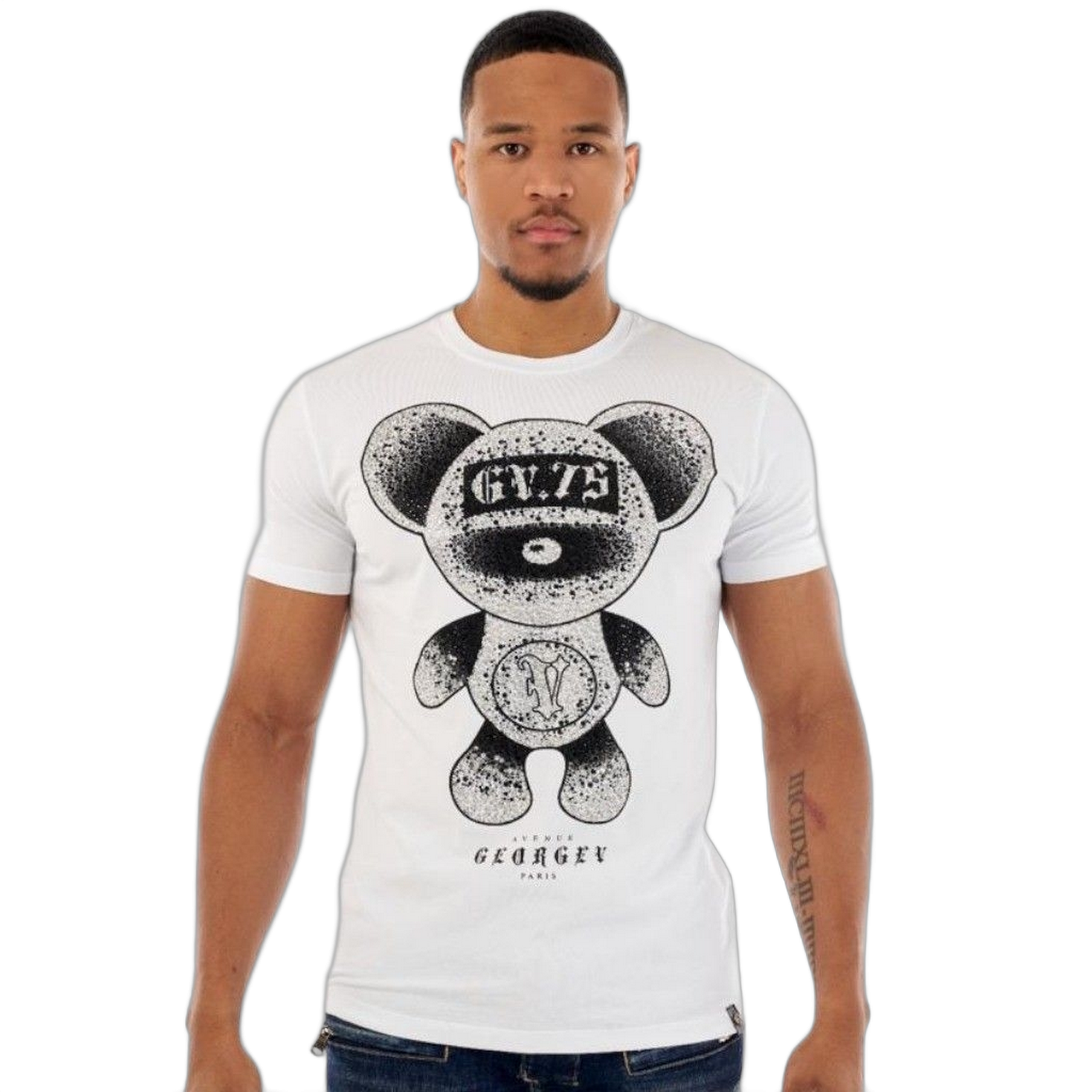 Camiseta George V Paris Oso teddy Space Blanco Hombre Moderno, Ropa casual 80% Algodón, 20% Poliéster