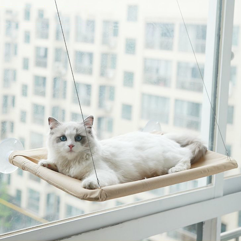 OmHom Hamaca colgante para cama de gato, soporte cómodo para asiento de ventana soleada, marco de escalada para gatito, accesorios para mascotas, 20Kg