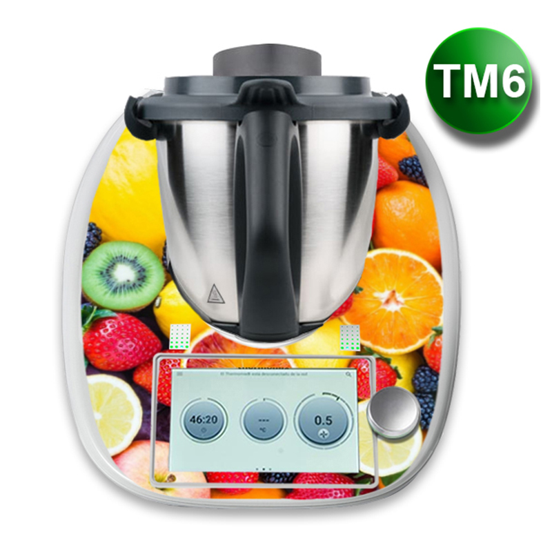 APCym Vinilo Adhesivo para Máquina Cocinar Thermomix TM6 Modelo FRUTAS. Tabla Deslizante 60x30cm OPCIONAL.