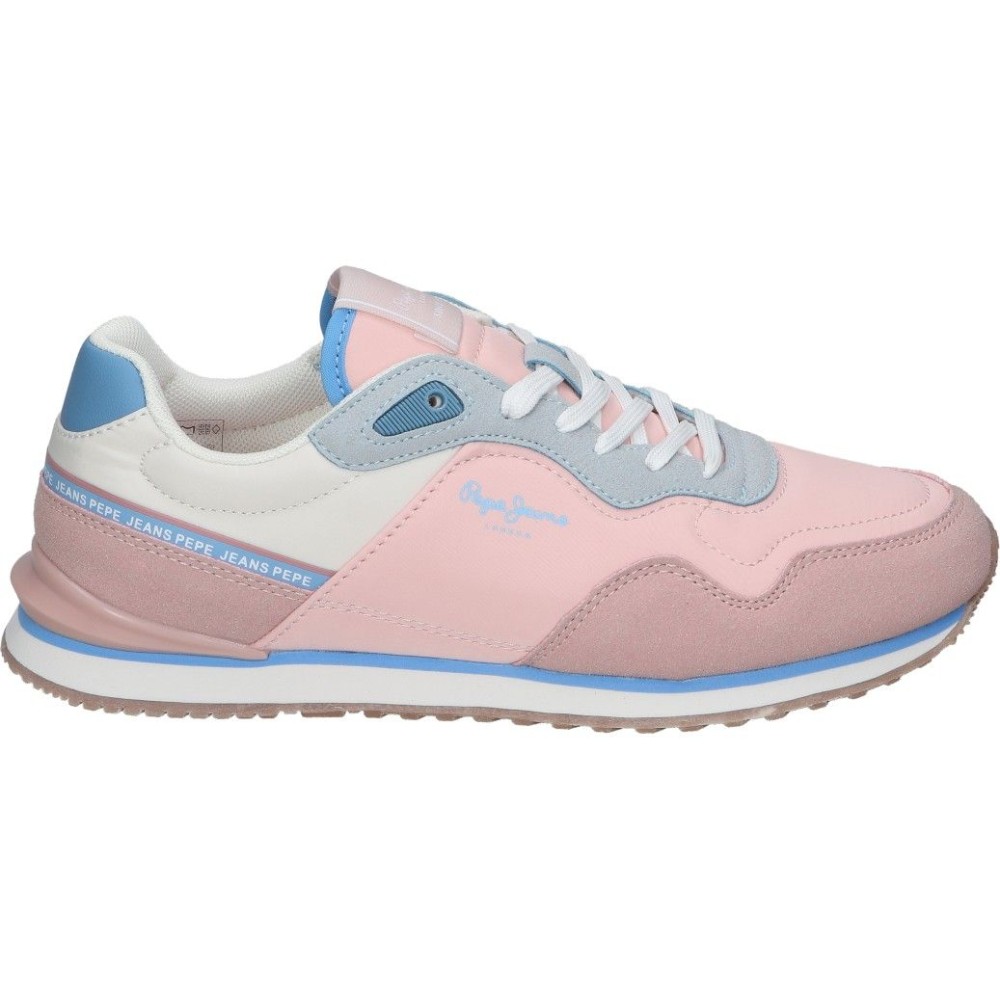 PEPE JEANS | Zapatillas Pepe Jeans para Mujer – Deportiva Baja en Color Rosa con Detalles – Sneakers con Cordones – Estilo Casual – Versátiles – Combinables y Cómodas – Modelo PGS40015-128