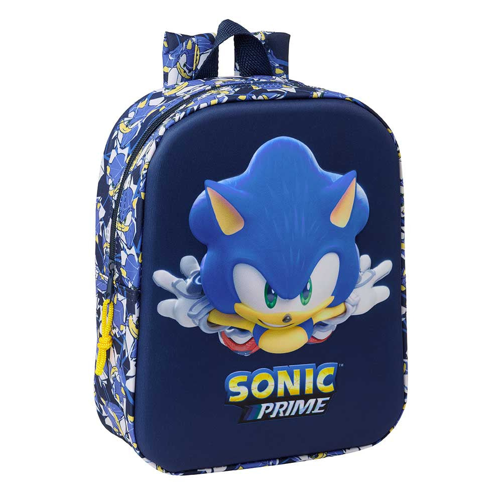 Sonic - Mochila guardería Sonic The Hedgehog 'City' 22x10x27 cm para niños, resistente y funcional con diseño 3D colorido