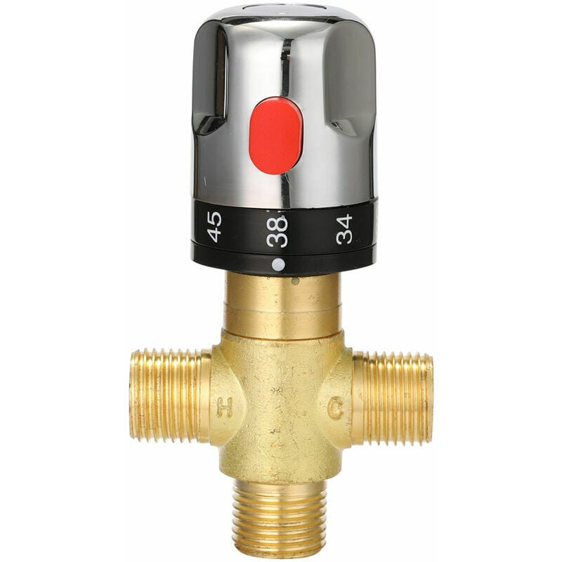 CA Válvula termostática de latón ajustable para baño, mezclador de agua caliente y fría, válvula de control de temperatura para calentador de agua doméstico - Tipo 3