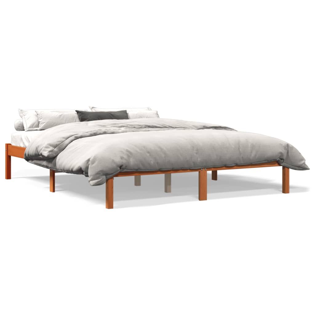 vidaXL Cama sin colchón madera maciza pino marrón cera 150x200 cm