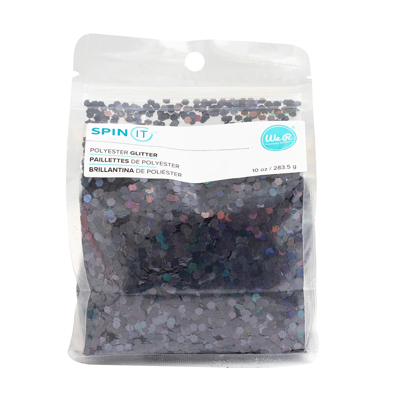 We R Memory Keepers - Bolsa de 280gr - Brillantina de Poliester - Super Gruesa - Negro Holográfico