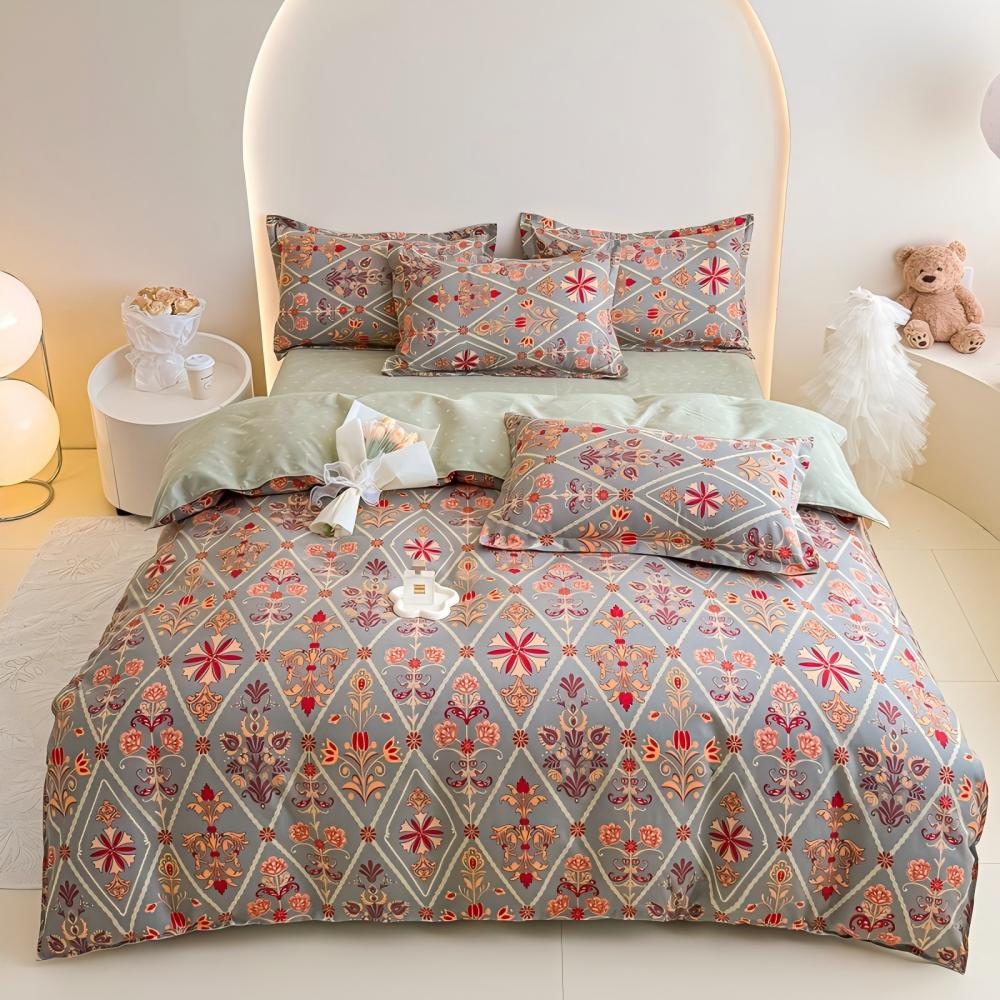 Juego de Funda Nórdica 4 Piezas de Algodón Alta Calidad Juego de Ropa de Cama- Dibujo Elegante - Varios Tamaños Disponibles