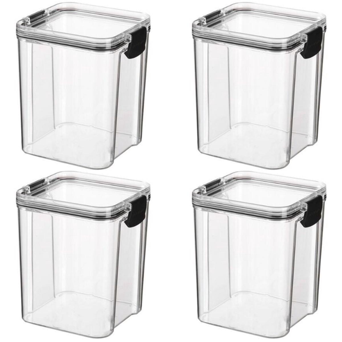 Juego de 4 tarros de almacenamiento con tapa - Tarro para dulces - Tarro de almacenamiento - Cajas de almacenamiento - Contenedores de almacenamiento - Almacenamiento de alimentos - Azucarero - Contenedores de almacenamiento de alimentos - Capacidad 950 m