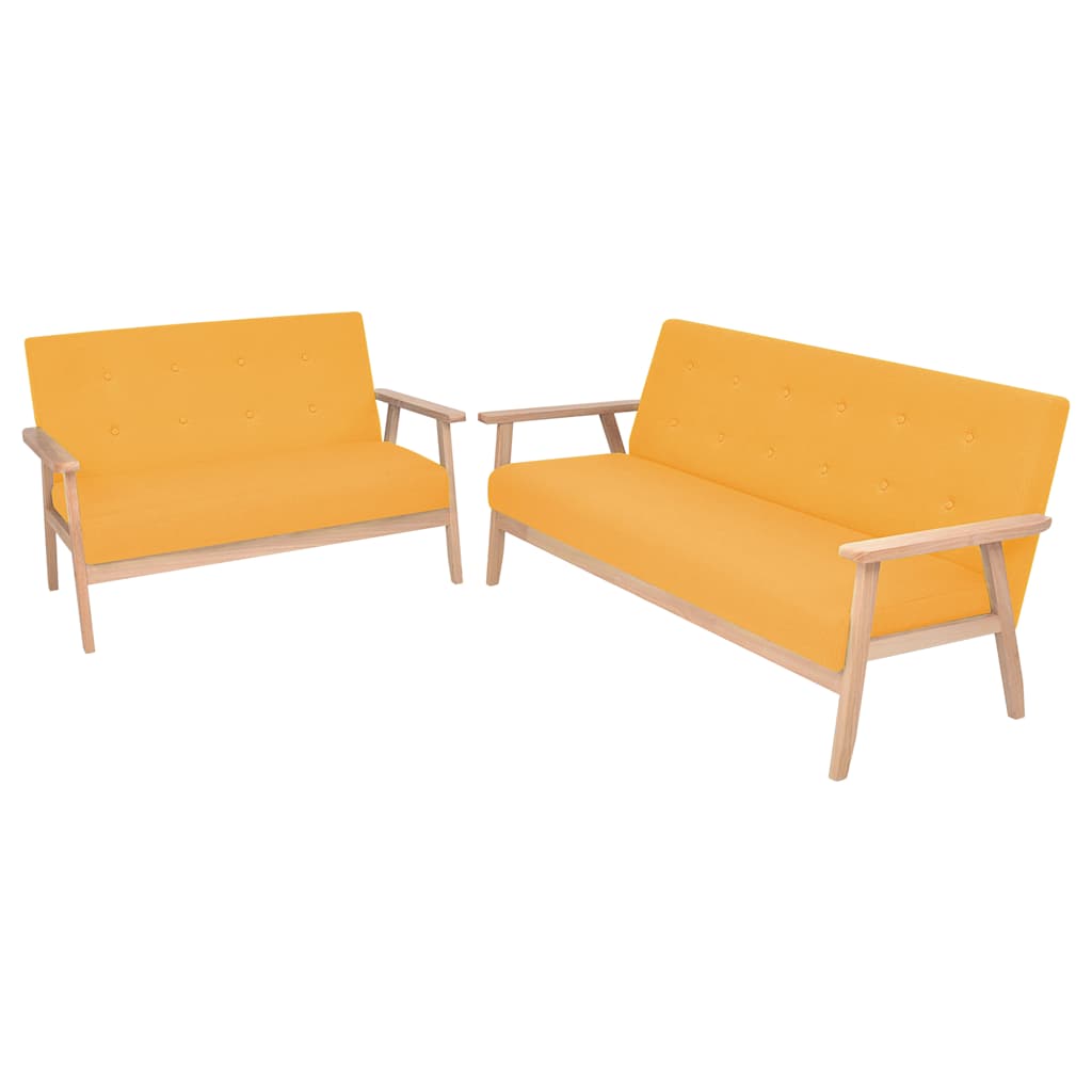 vidaXL Juego de sofás de tela de 2 piezas color amarillo