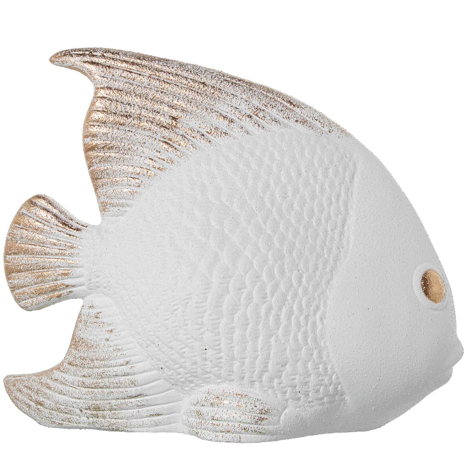 Figura pez ceramica 31cm blanco arena, dorado 37x18x31cm