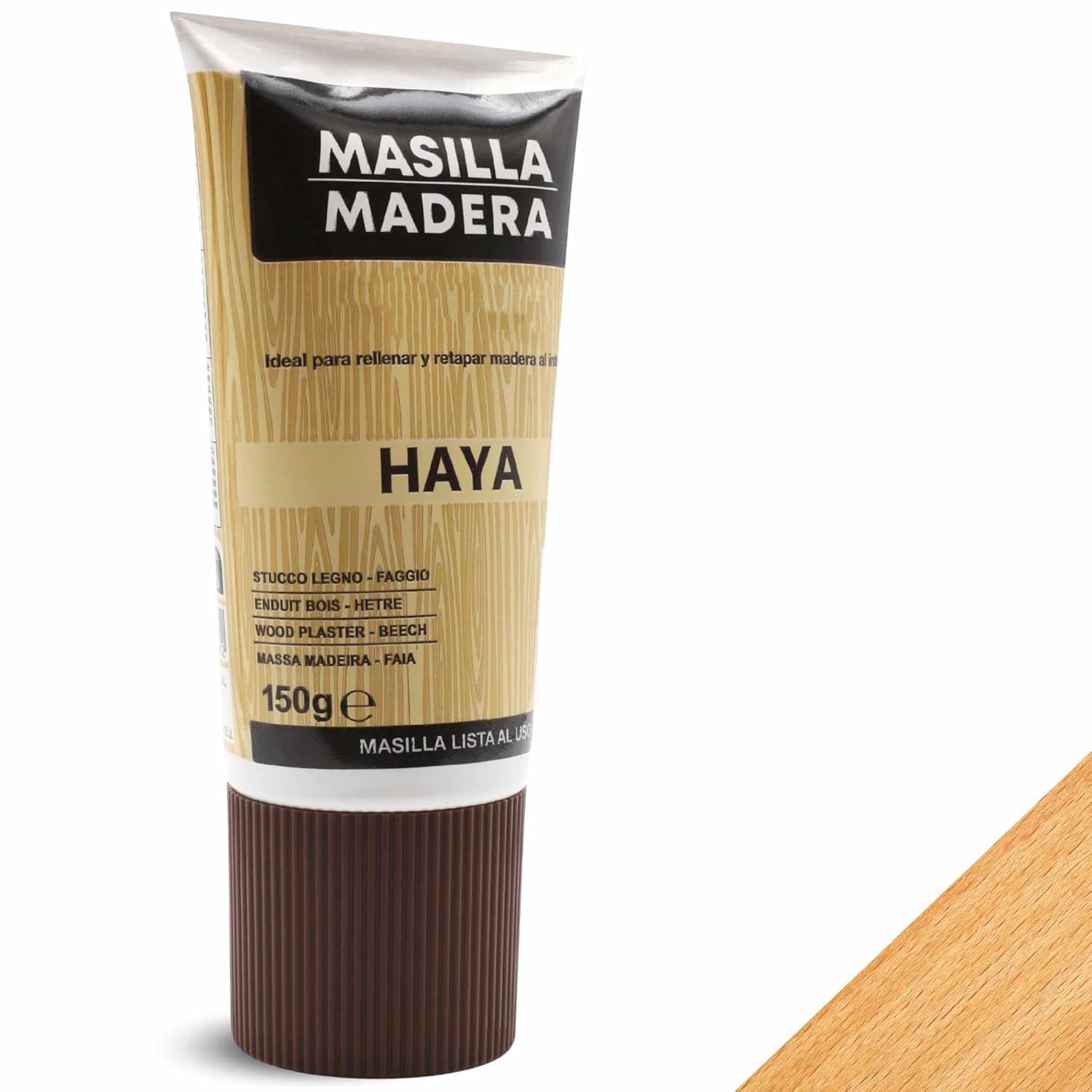 Pack 2 o 4 Masilla para Madera 150g – Masilla Flexible y Acrílica Lista al Uso para Rellenar y Reparar Agujeros y Grietas – Colores Blanco, Roble, Nogal, Haya, Pino Claro, Cerezo y Gris – Uso Interior
