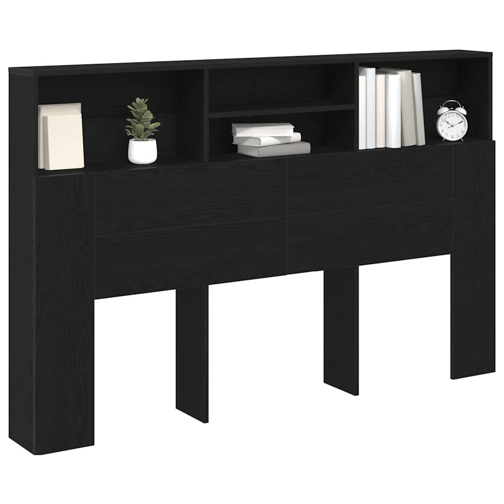vidaXL Cabecero con armario Roble Negro 160 x 19 x 103,5 cm