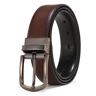 TK Cinturón De Cuero Genuino Para Hombre Reversible Con Hebilla Negra Y Marrón 100cm-150cm Ancho 3.5cm Estilo Formal