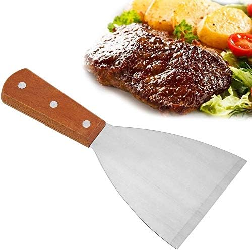 Espátula de Maple inoxidable para bistec with Mango de Madera antiadherente, espátula para barbacoa, plancha, Parrilla