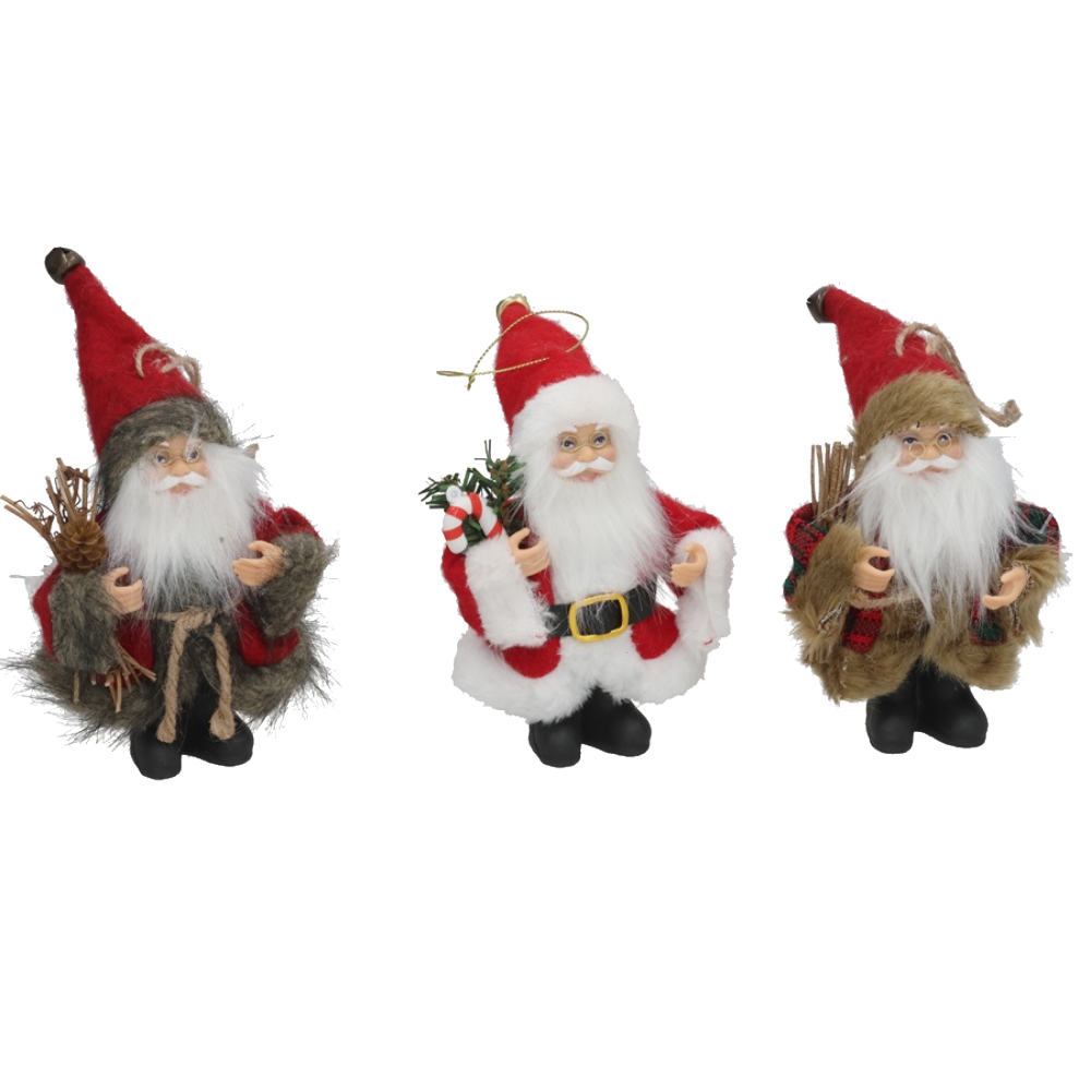 Set de 3 Colgantes Figura Papá Noel Mini / set de 3 figuras de Papá Noel mini montado en su trineo - 3 Modelos Surtidos - Adorno Navideño - Gerimport