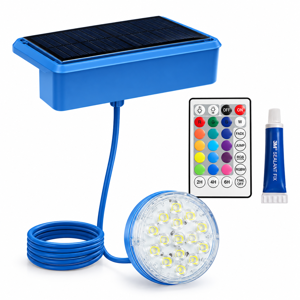 ExtraHouse- Pack de 2 Luces Solares RGBW para Piscina, Sumergibles IP68 con Imán Integrado, Mando a Distancia y Temporizador, para Piscinas Hinchables y de Azulejos