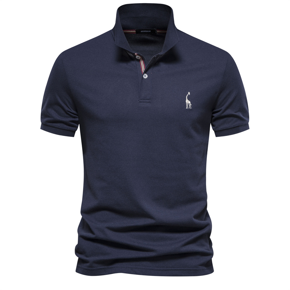 TK Camiseta POLO bordada con ciervo de algodón 80% de talla europea de alta calidad para hombre, camiseta básica de manga corta con solapa de color sólido para hombre