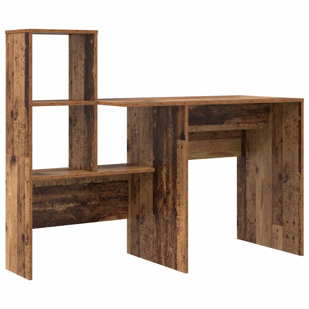 vidaXL Escritorio con estante Madera envejecida 131,5 x 50 x 106,5 cm
