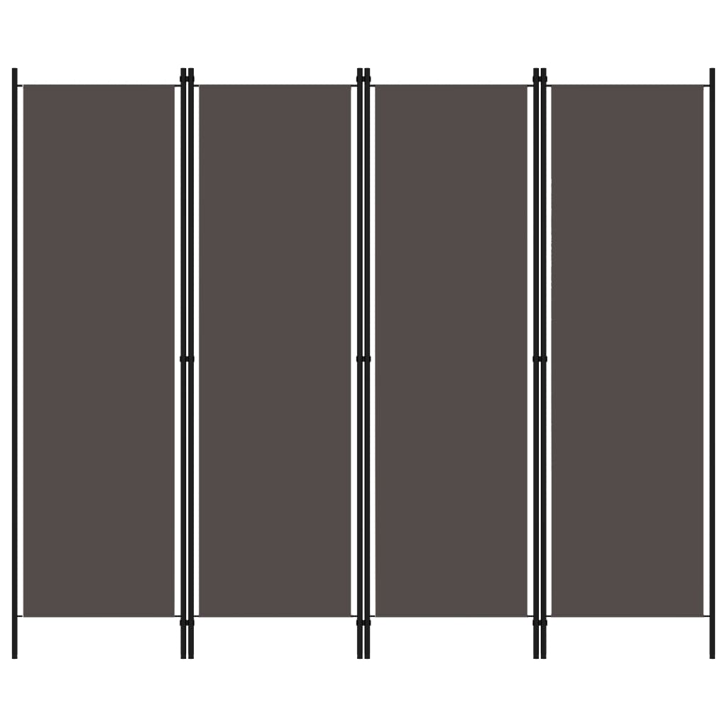 vidaXL Biombo divisor de 4 paneles gris antracita 200x180 cm