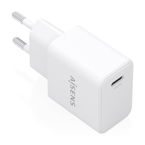 Aisens cargador gan 20w - 1xusb-c pd3.0 - color blanco