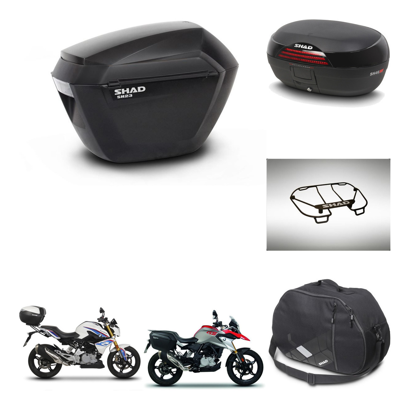 Baul Trasero + Maletas Laterales + Accesorios + Herraje 3P + Herraje Montaje Sh23 Sh46 Sh 46 New Model KIT-266249