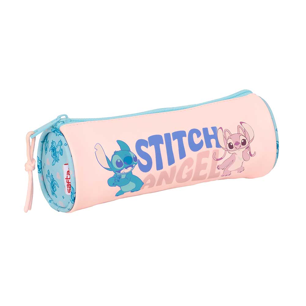 SAFTA | Portatodo Rectangular Disney Stitch Con Goma Elástica Trasera, Estuche Escolar Organizador 1 Compartimento con Cremallera, Acoplable a Cuaderno o Carpeta, Vuelta al Cole, Compacto y Resistente