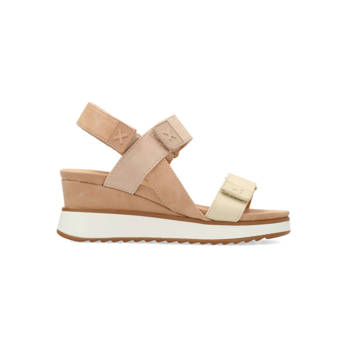 XTI - Sandalia ajustable cuña mujer estilo casual de material que imita la piel con suela antideslizante y planta acolchada, 6 cm