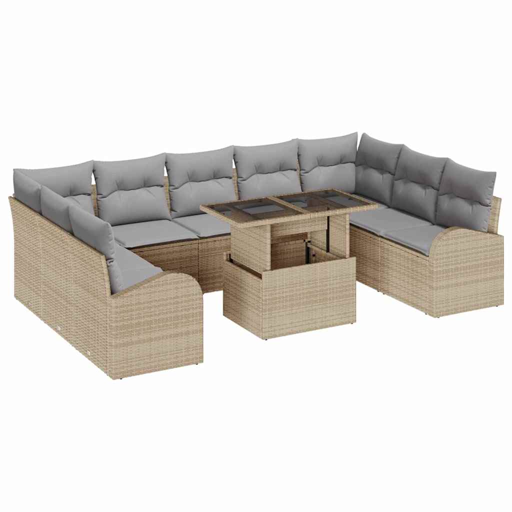 vidaXL Conjunto de sofá de jardín 10 pcs Beige y Gris Claro