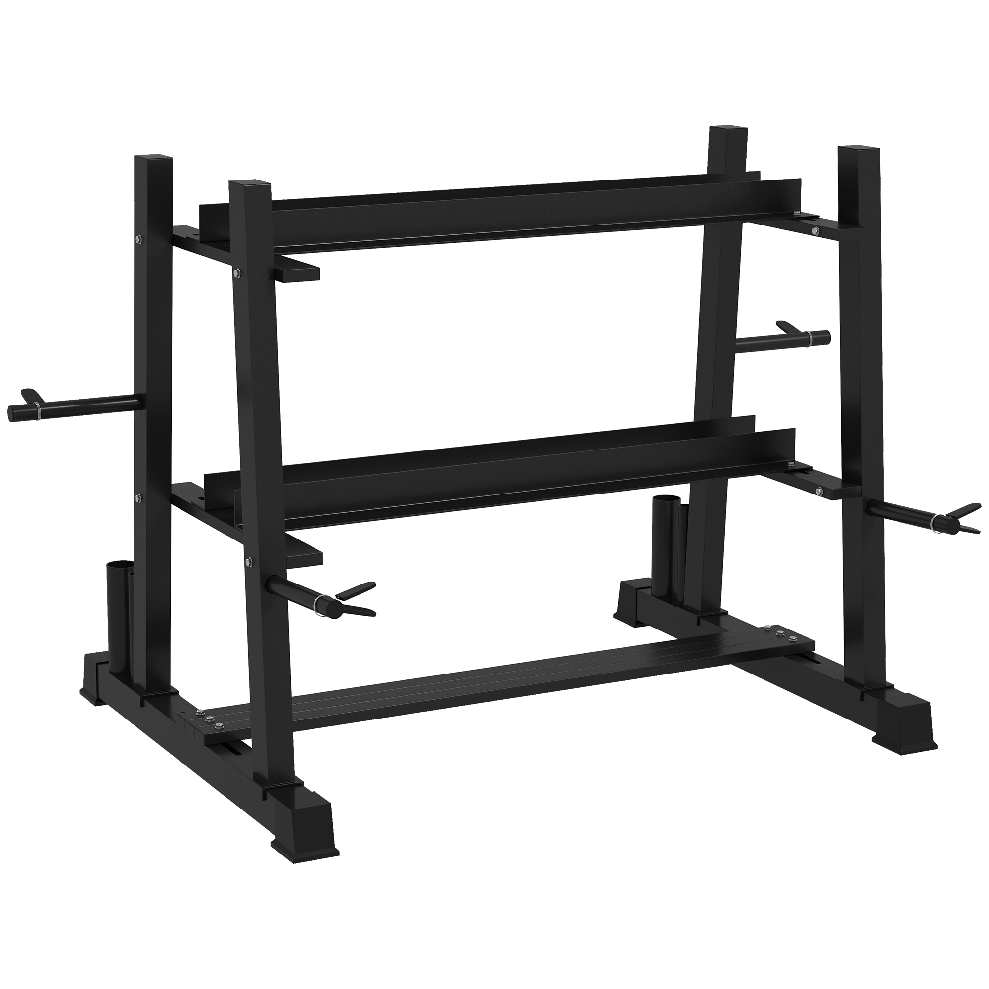 SPORTNOW Soporte para Mancuernas, Soporte para Mancuernas con 3 Estantes, Soporte para Mancuernas, Soporte para Pesas, Pesas Rusas, Capacidad de Carga hasta 200 kg, Acero, Negro, 131 x 75 x 80 cm