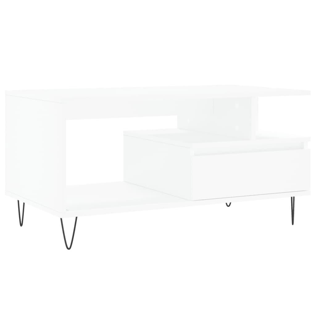 Vidaxl Mesa de Centro de Madera Contrachapada 90x49x45 Cm - Blanco