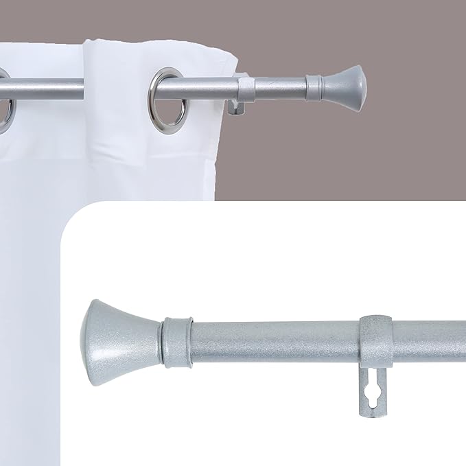 OsoNube - Barra Cortina Blanca Extensible 19mm - Barra Cortinas fina para Salón Dormitorio - Palos Cortinas Delgado Rústico