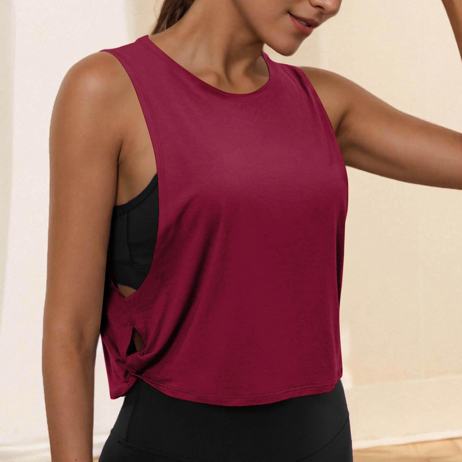 TK Top De Yoga Para Mujer Sin Mangas Transpirable Blusa Deportiva Corta Para Gimnasio Y Correr Chaleco Deportivo De Estilo Casual