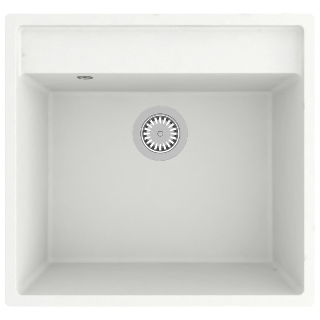vidaXL Fregadero de cocina con rebosadero granito blanco