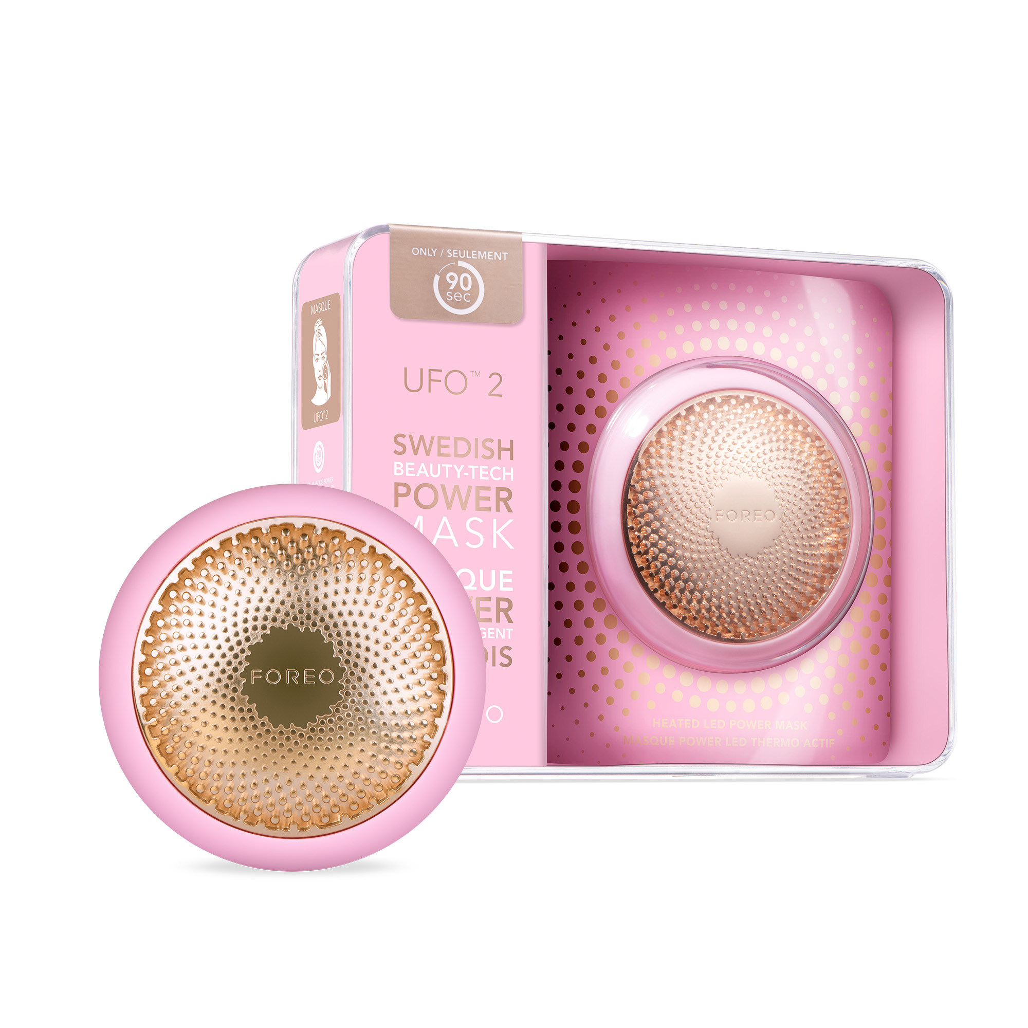 FOREO UFO 2 Tratamiento de máscara led facial, espectro completo luz led, terapia de luz led, mascarilla led facial, crioterapia, masajeador facial, aumenta absorción del cuidado facial