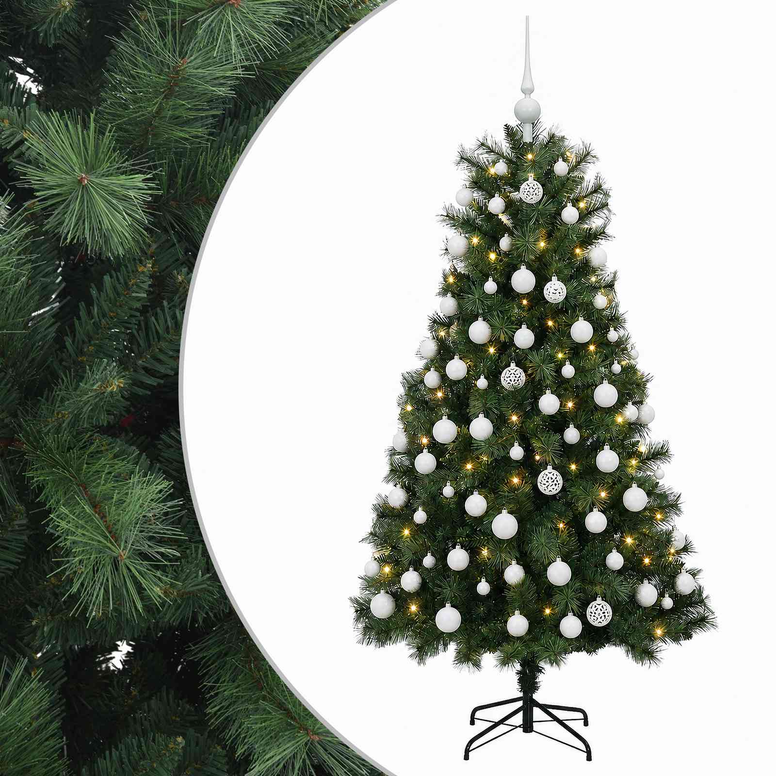 vidaXL Árbol de Navidad artificial de ramas plegables con bolas 120 cm