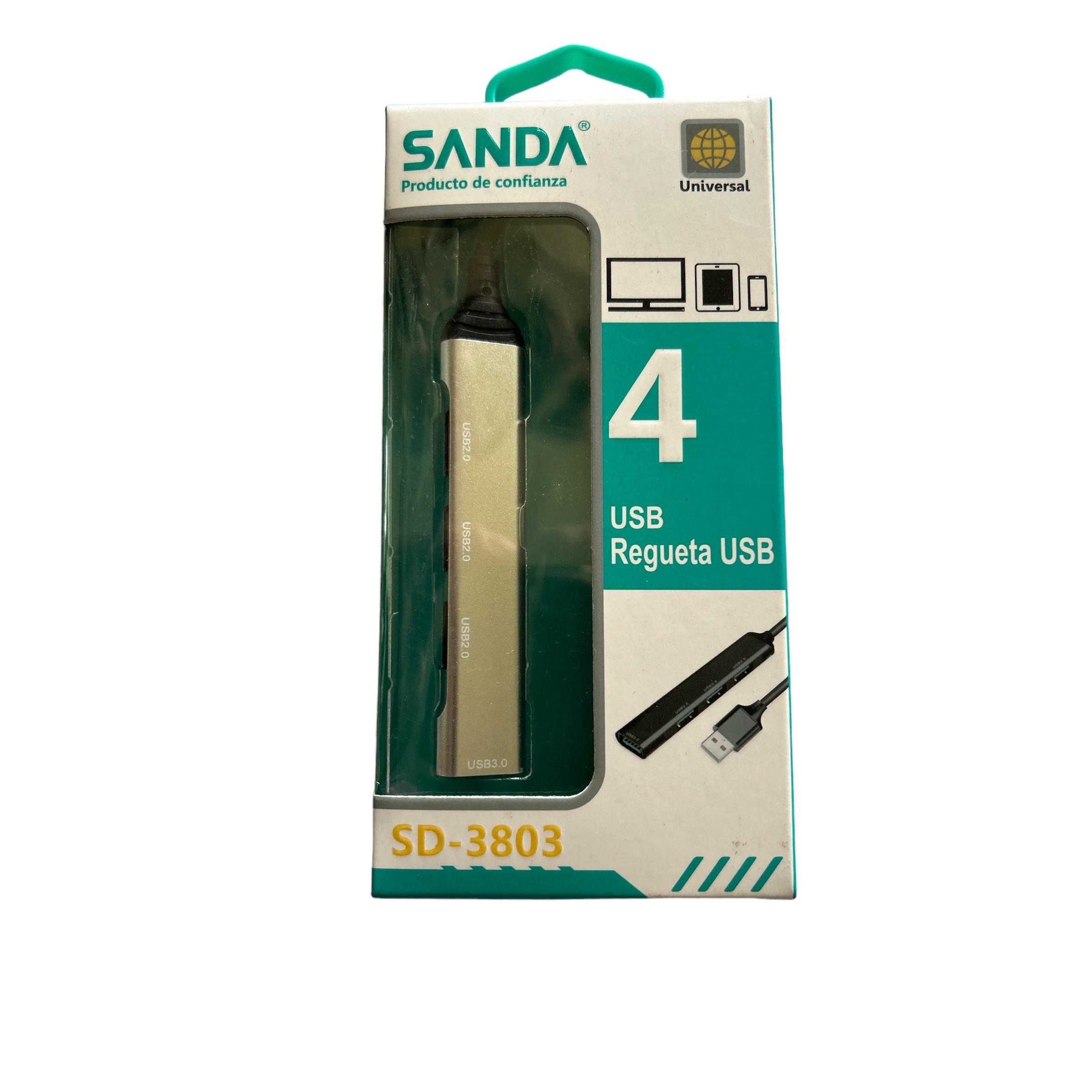 Adaptador Sanda SD-3803 Spliter USB para 4x USB - Preto