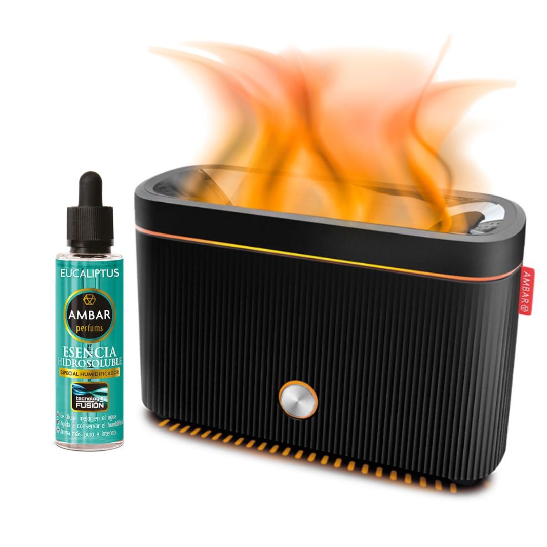 Ambientadores 360 - Humidificador de Esencia y Difusor de Aroma con Luz LED Ambar Perfums + Esencia 50 ml. a Elegir - Aromaterapia - Ideal para Hogar, Oficina y Dormitorio