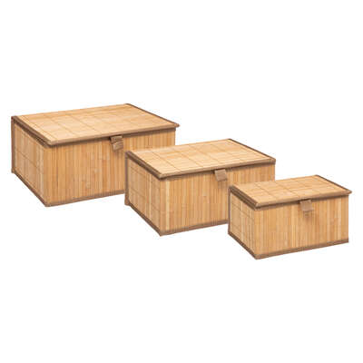 Factory Cuadros - Juego de Cajas de Bambú Natural Dakar - Almacenamiento Ecológico - Pack de 3