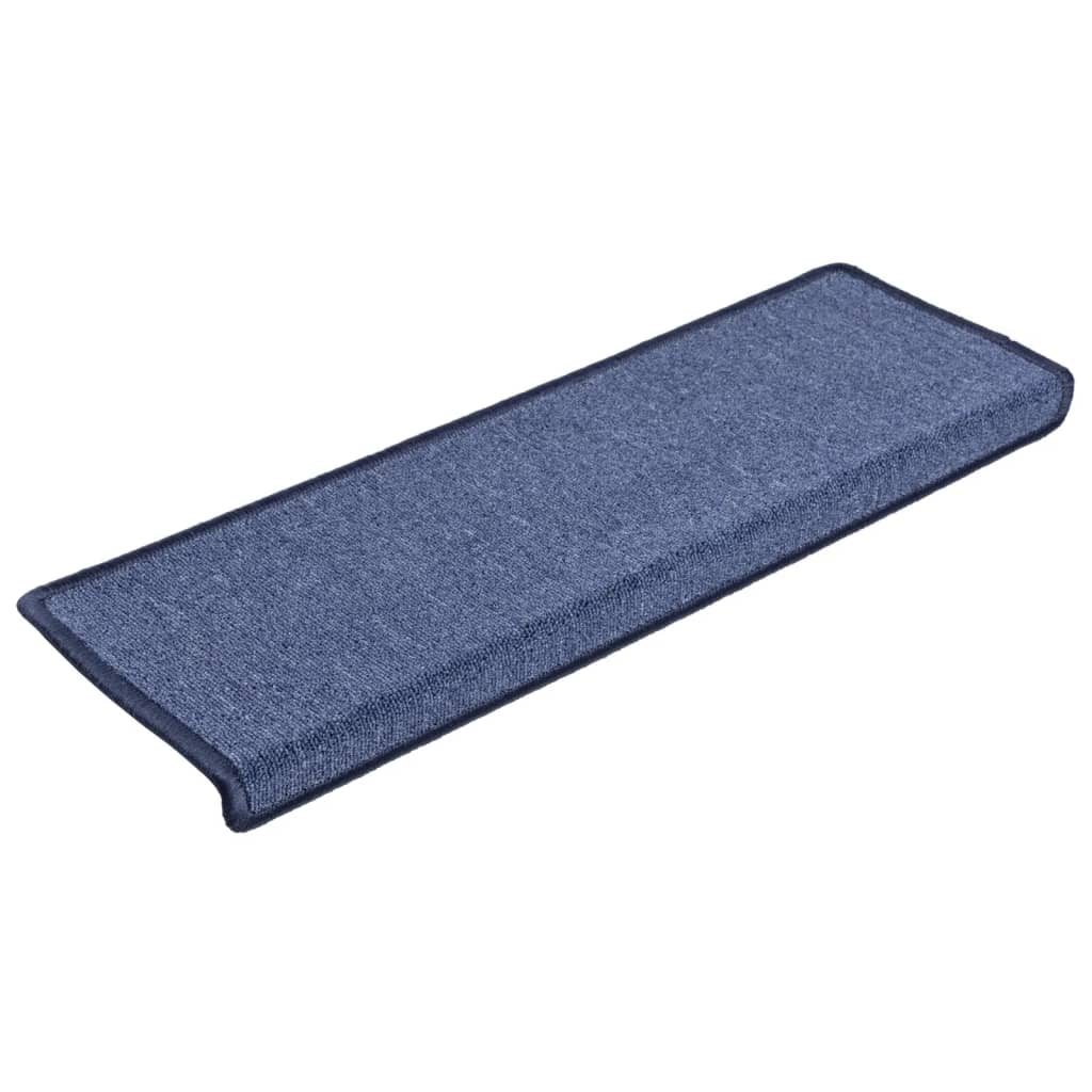 vidaXL Alfombras de Peldaños de Escalera 15 uds Protector Tela Color Antracita,  Azul claro,  Azul y mas