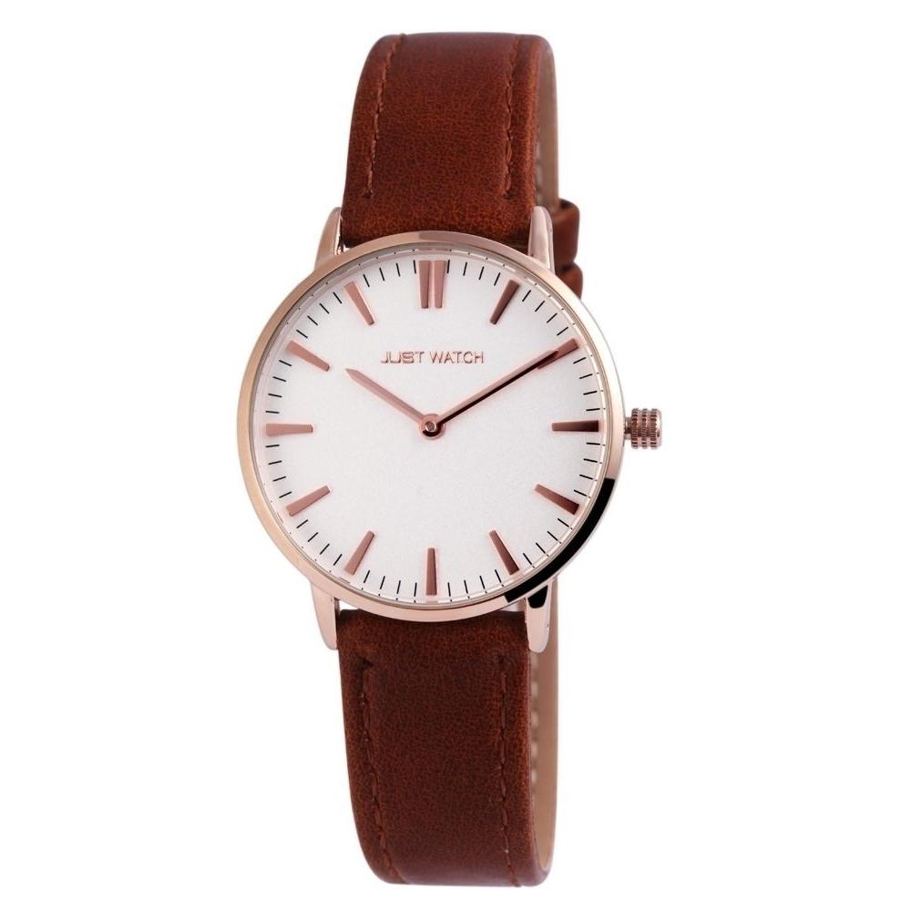 Reloj Just® Mujer Castanho com Bracelete em Couro Genuíno - 0010
