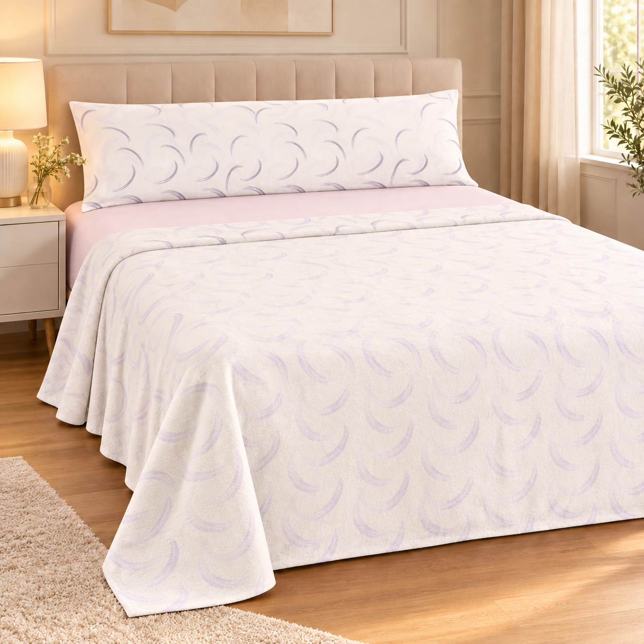 Juego de Sábanas Coralina de 3 Piezas, Suaves y Cálidas para Invierno, Sábana Encimera Estampada, Bajera Ajustable Lisa y Funda de Almohada Larga, 100% Poliéster.